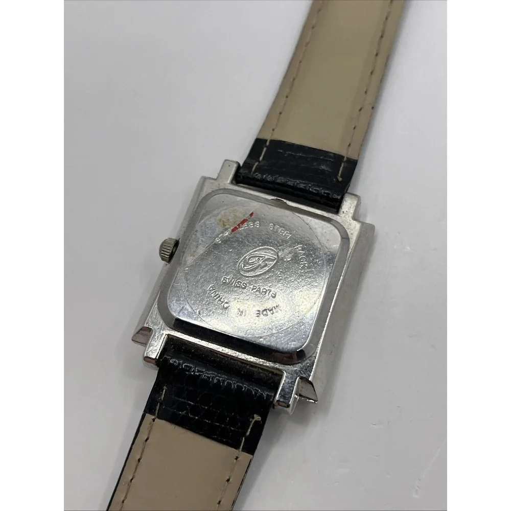 Frondini Women's Quartz Watch Swiss Parts Black Band Silver 31mm- New Battery
